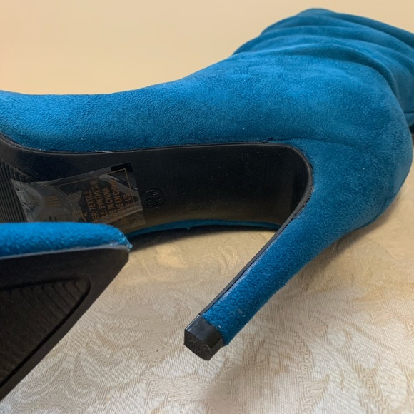 Shoe Dazzle Teal suede heeled boots 8.5 $27 - Picture 6 of 8